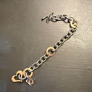 Heart Charm Bracelet in Gold and Silver